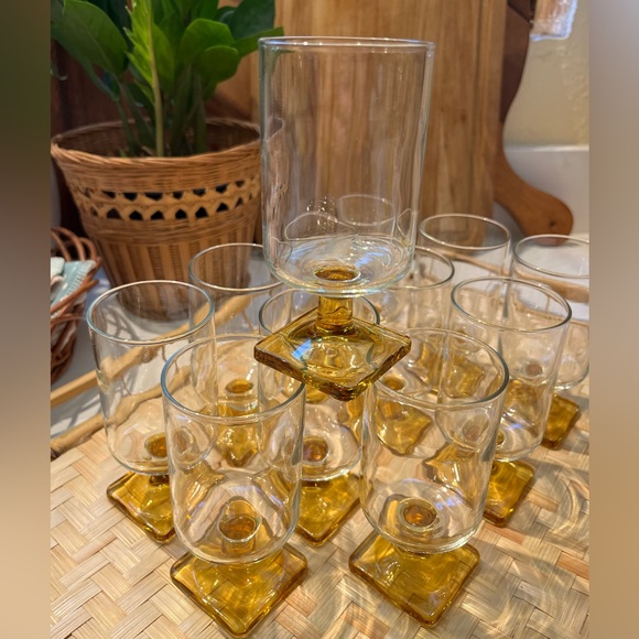 Set #1 S/6 vintage Federal Glass/Nordic Topaz glasses - Picture 3 of 7